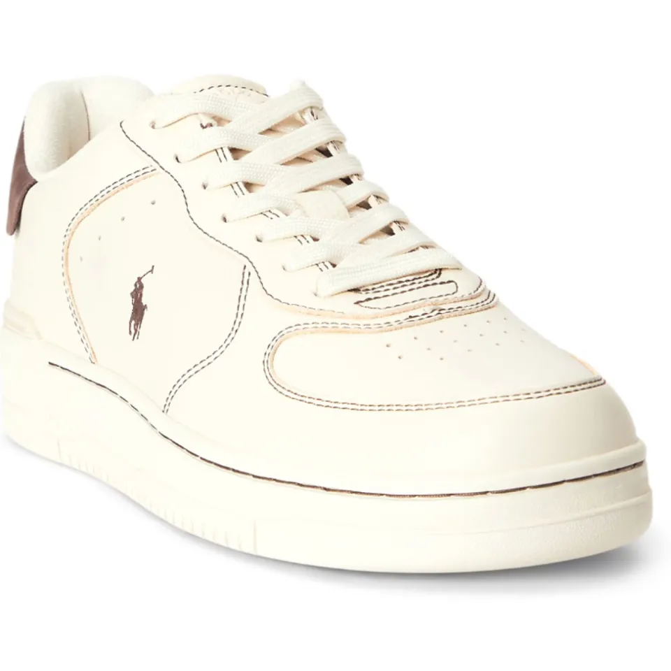 Polo Ralph Lauren Masters Court sneakers low top ecru Leer Unisex, foto 3
