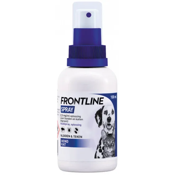 Frontline spray tegen vlooien & teken bij hond of kat 100 ml