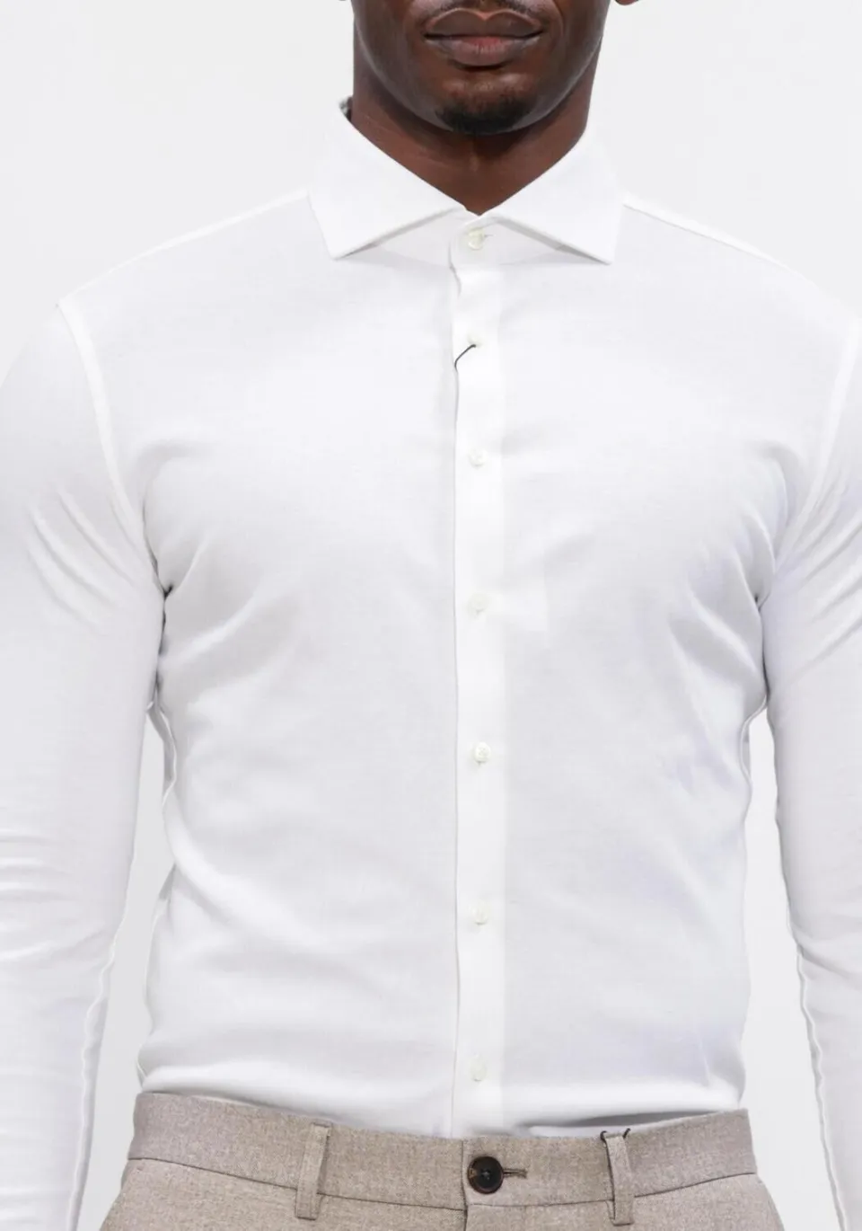 Desoto Luxury Slim Fit jersey overhemd wit, foto 4