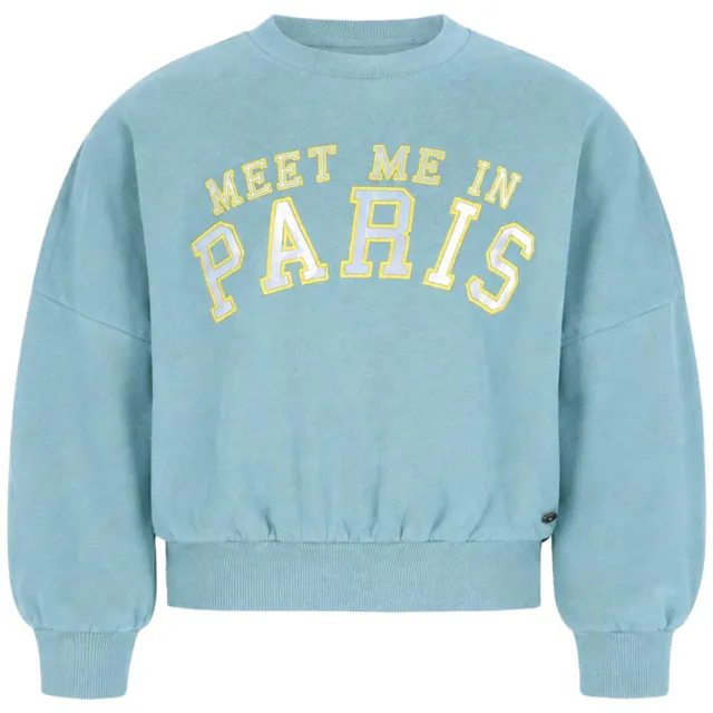 Like Flo oversized sweater met print - turquoise/geel