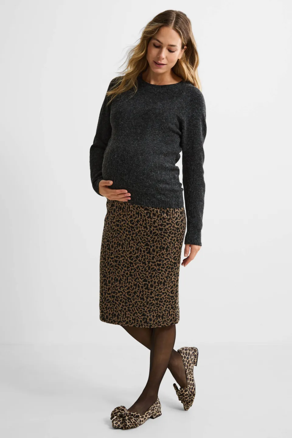 Mamalicious MLSERENA zwangerschapsrok bruin panterprint, foto 3