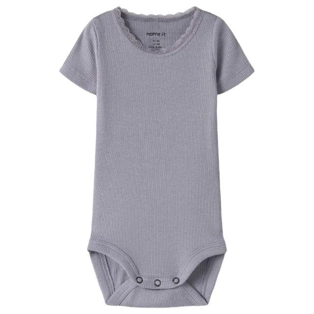 NAME IT BABY romper paars rib gebreid