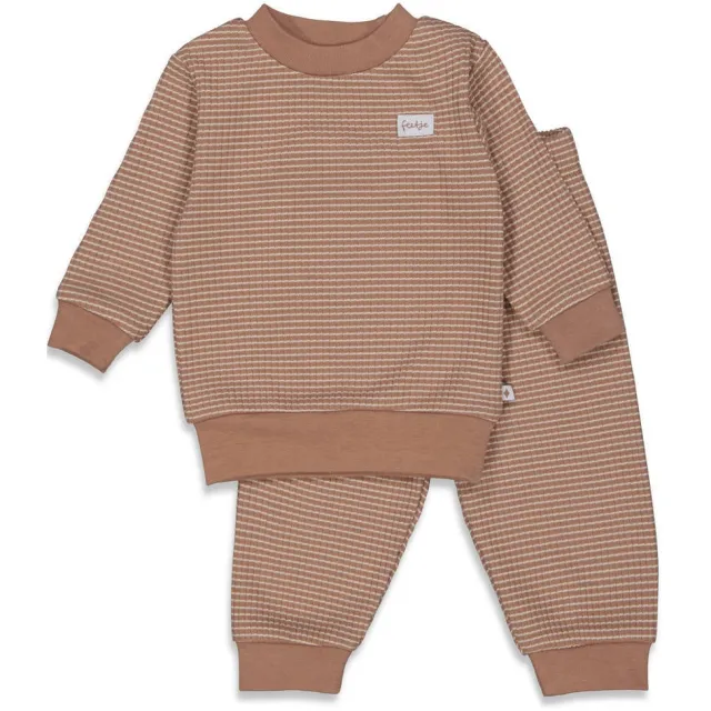 Feetje Wafel pyjama bruin/wit