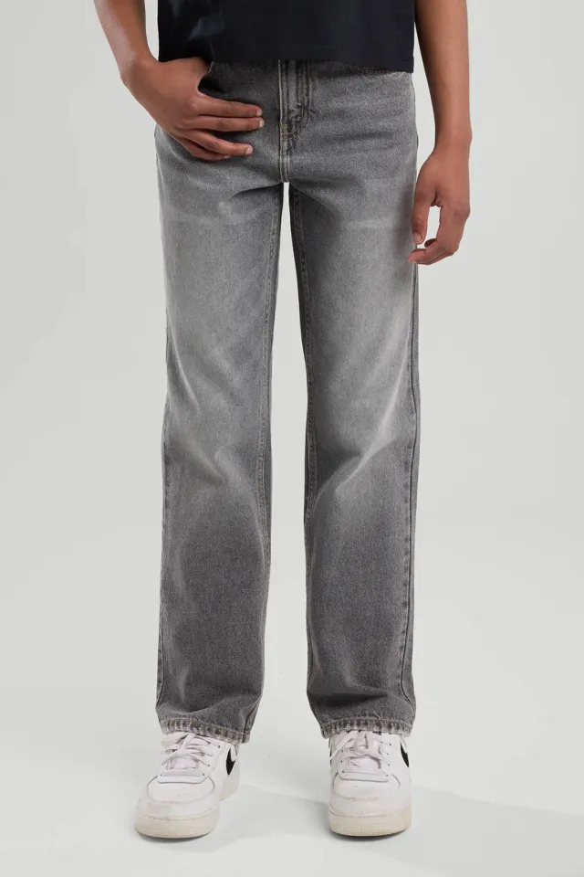 America Today straight leg jeans high waist grey denim, foto 3