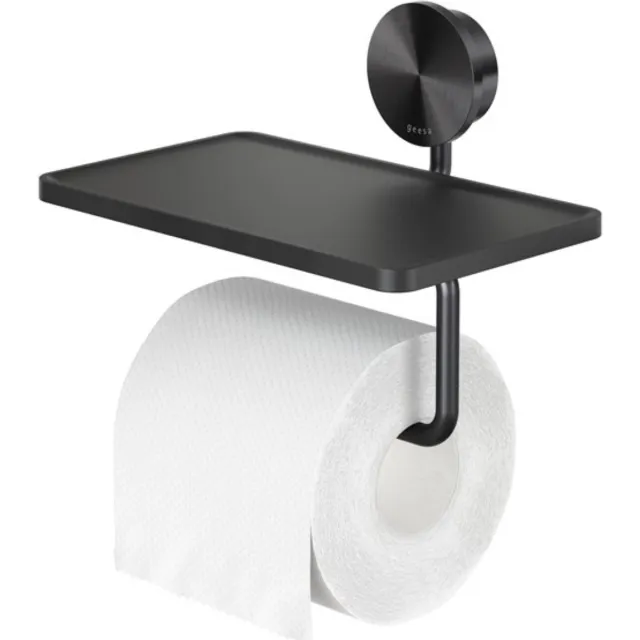 Geesa Opal toiletrolhouder met planchet zwart