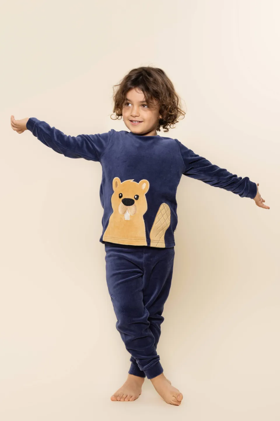 Charlie Choe pyjama met borduursels en print blauw, foto 4