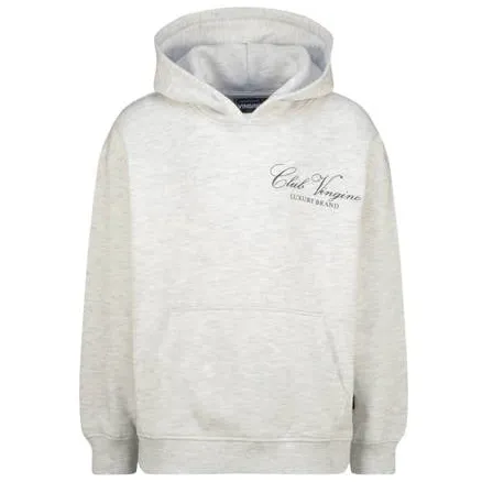 Vingino hoodie met backprint en tekst - lichtgrijs Sweater Backprint Lichtgrijs melange