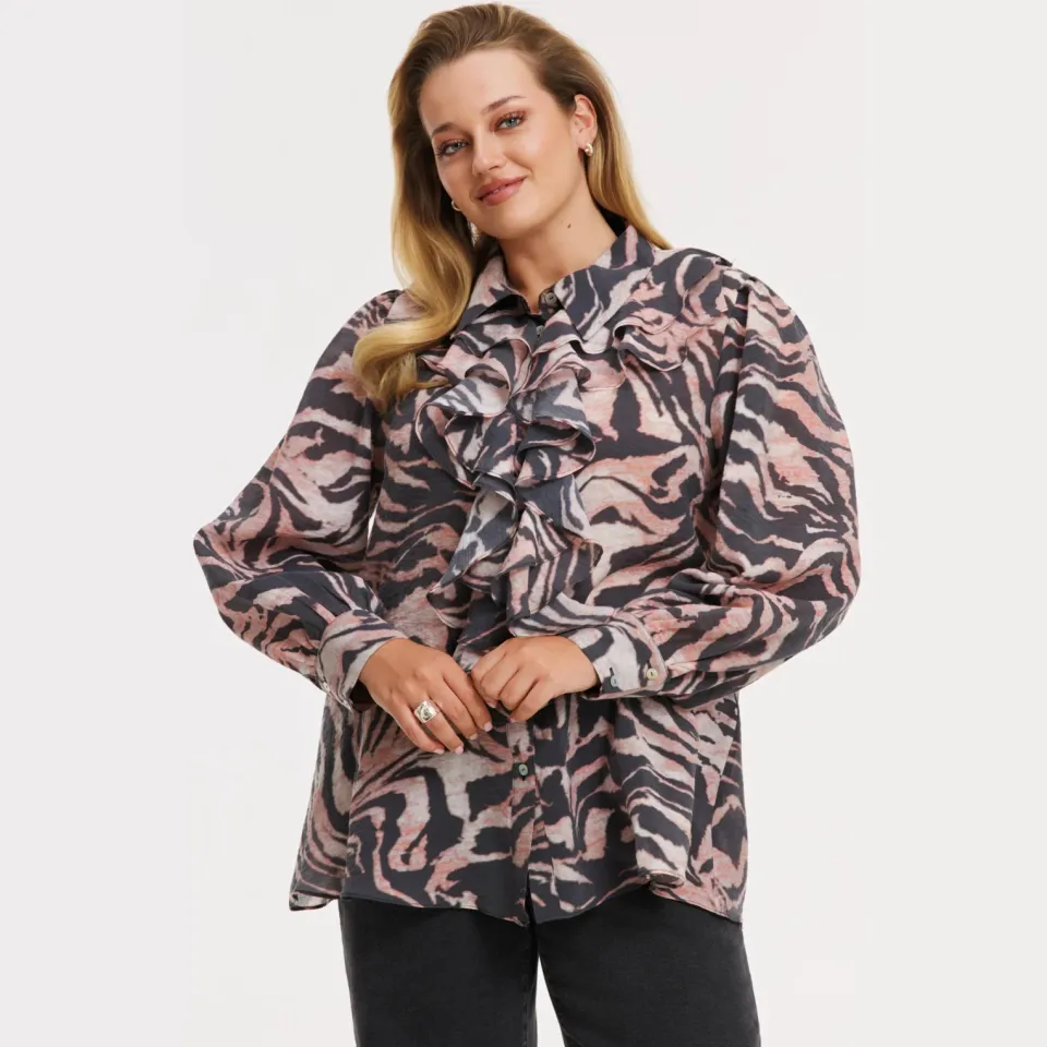 Yoek MILLY blouse dierenprint zwart, roze, foto 2