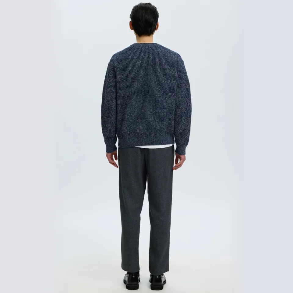Selected katoenen regular fit gebreide trui - donkerblauw, foto 2