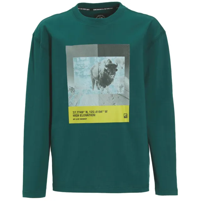 Me & My Monkey longsleeve met printopdruk donkergroen