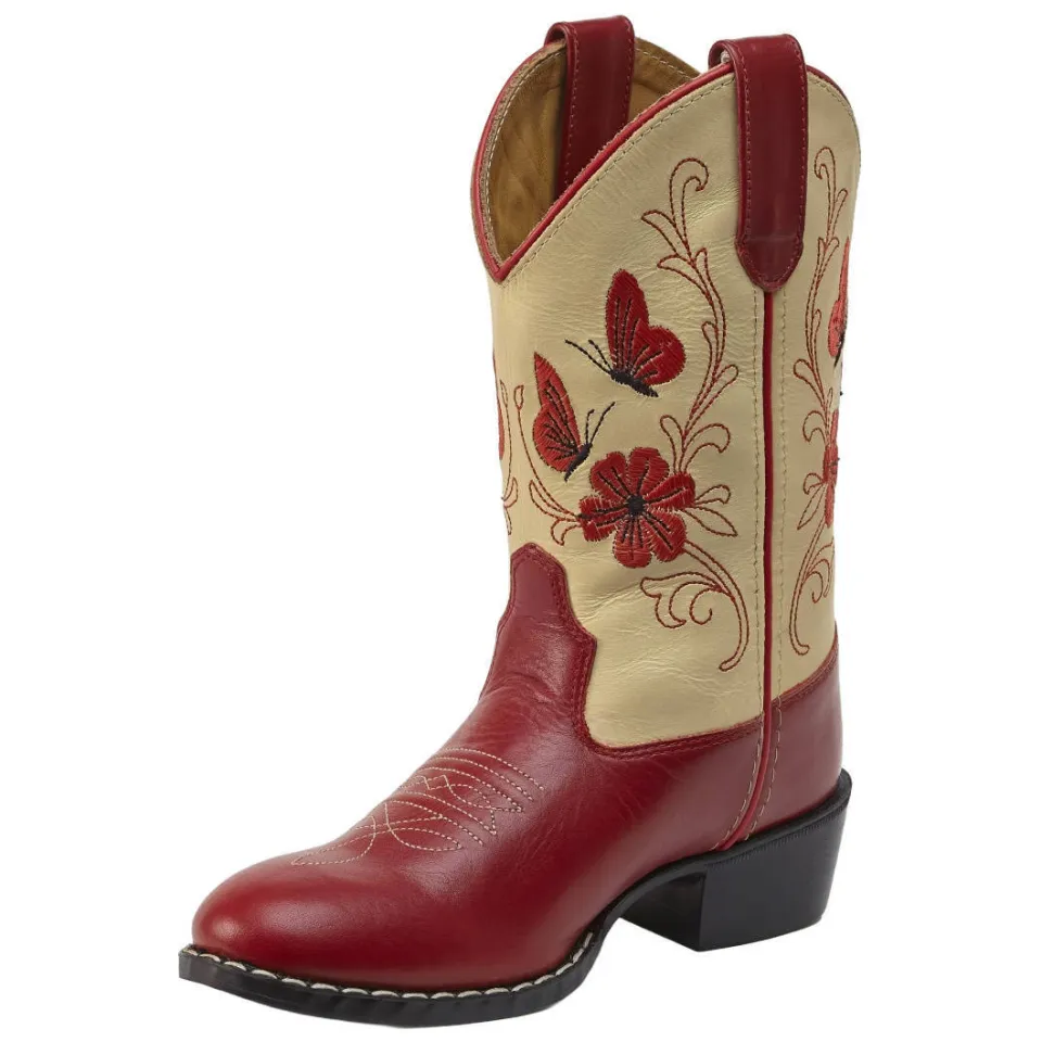 Bootstock western leren laarzen - rood/ecru, foto 4