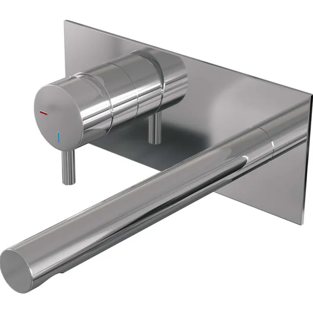 Brauer Inbouw Wastafelmengkraan Brauer Chrome Edition Coldstart Rechte Uitloop Korte Ronde Hendel Links Chroom Met Afdekplaat