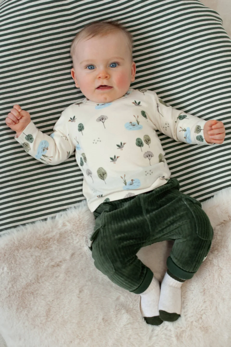 Feetje Wiggle and Waddle corduroy cargobroek groen, foto 7