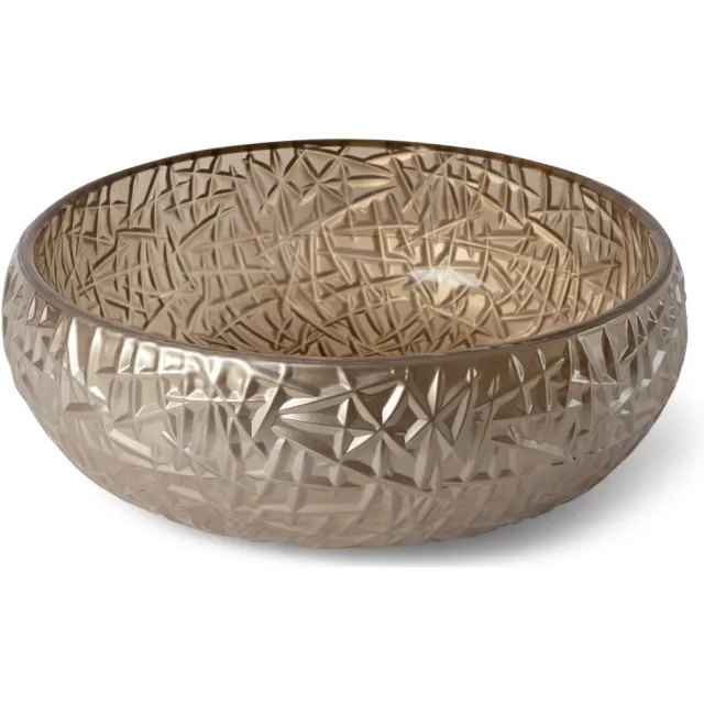 Luca Sanitair Waskom Luca Sanitair Vetro Rond 38,5x38,5x16 Transparant Glas Zonder Wastafelhouder Coffee Bruin