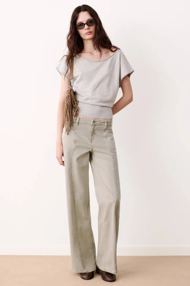Mango TEEN low waist wide leg jeans - kaki