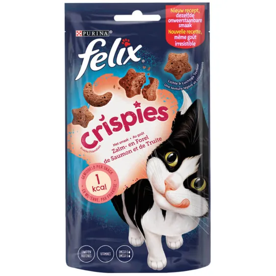 Felix Crispies met zalm- & forelsmaak kattensnacks 180 g