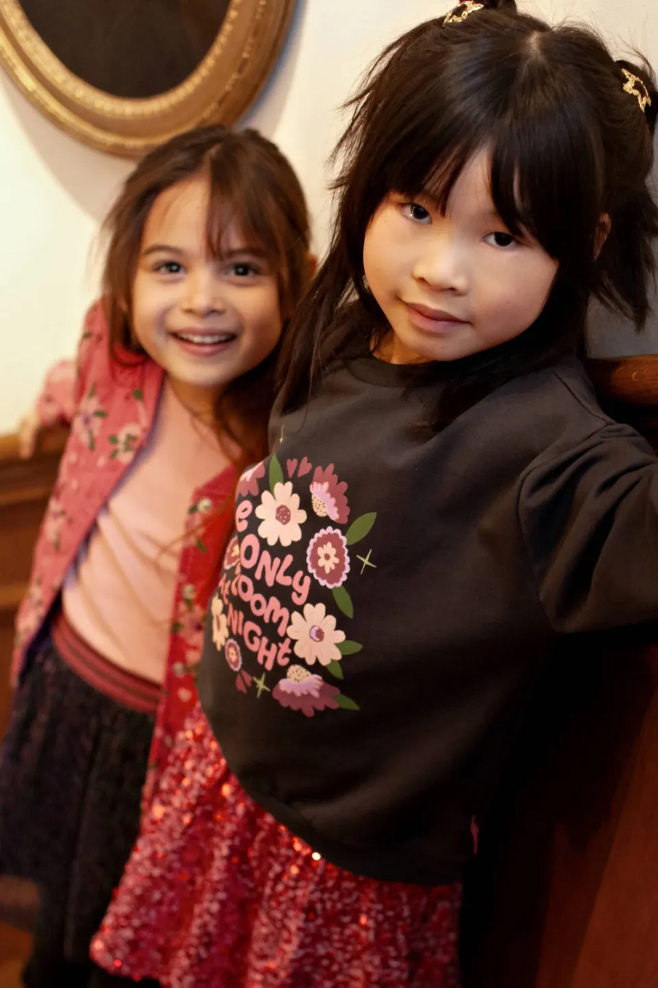 Jubel relaxed fit sweater Moon Flowers antraciet/roze, foto 6