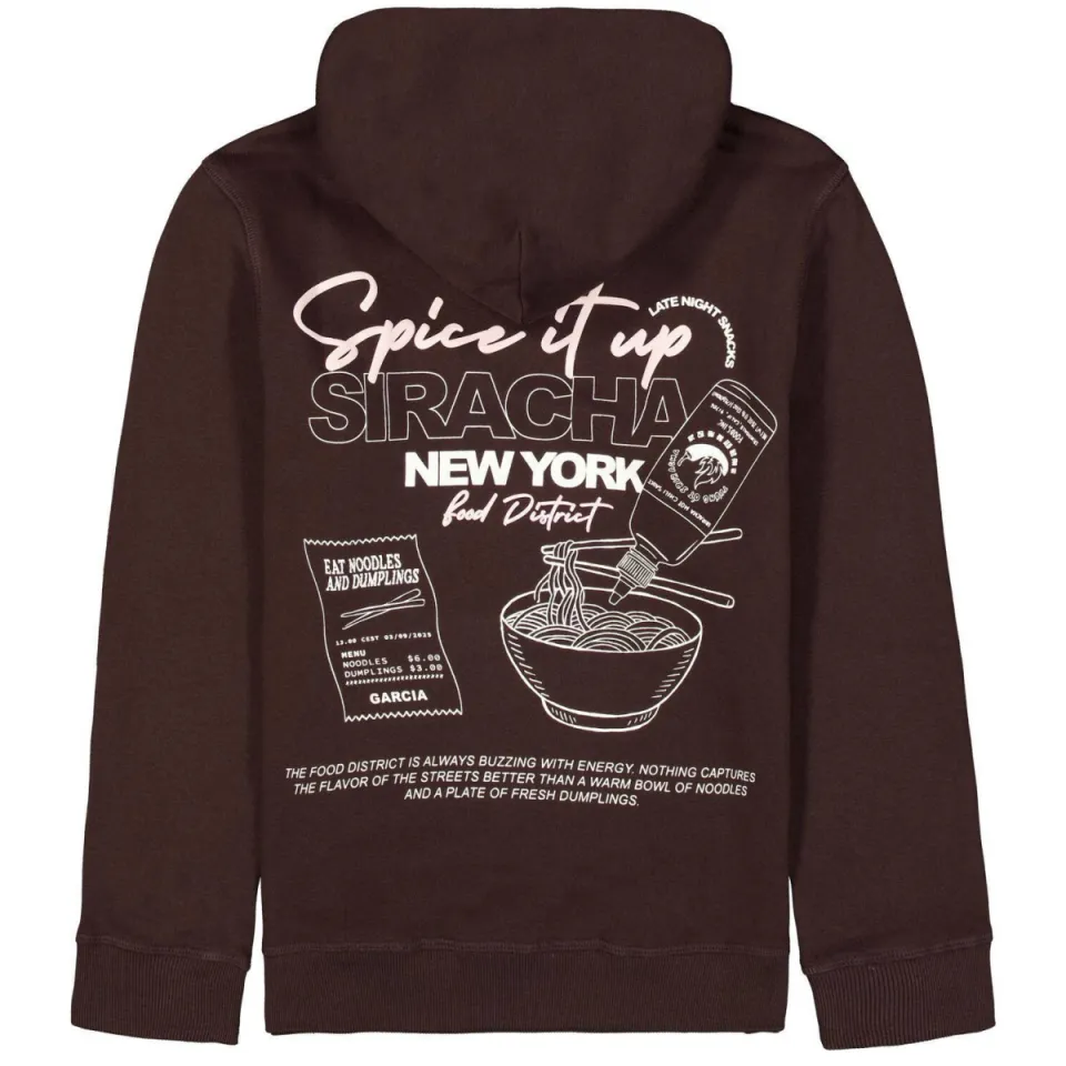 Garcia rechtvallende hoodie met backprint - donkerbruin, foto 5
