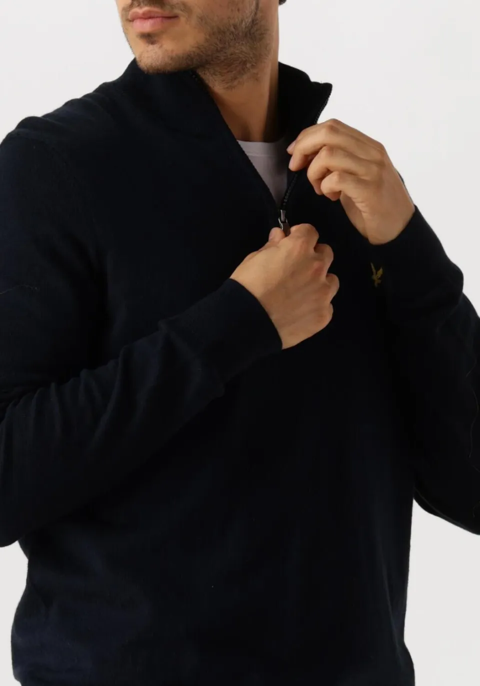 Lyle & Scott Heren Truien & Vesten Cotton Merino Quarter Zip Jumper - Donkerblauw, foto 5
