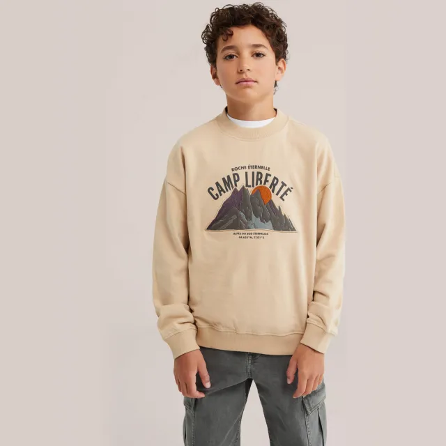 WE Fashion sweater met print - zand