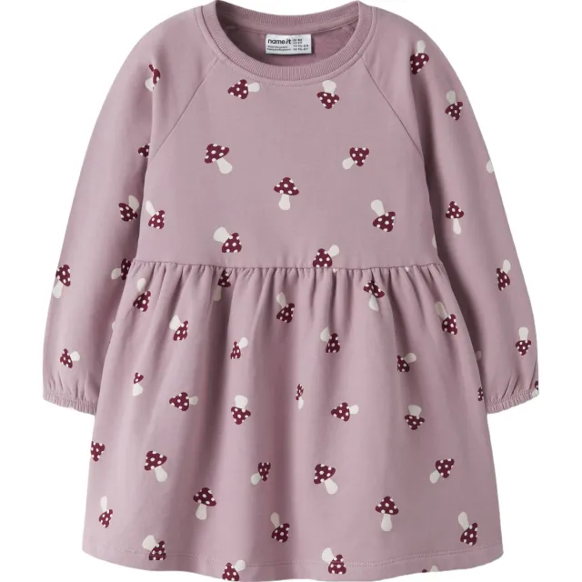 NAME IT MINI midi sweatjurk met print roze