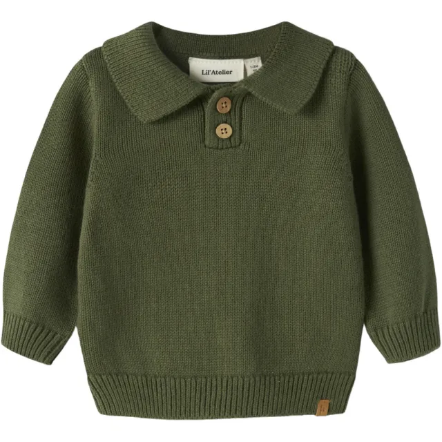 Lil' Atelier BABY katoenen gebreide trui - groen