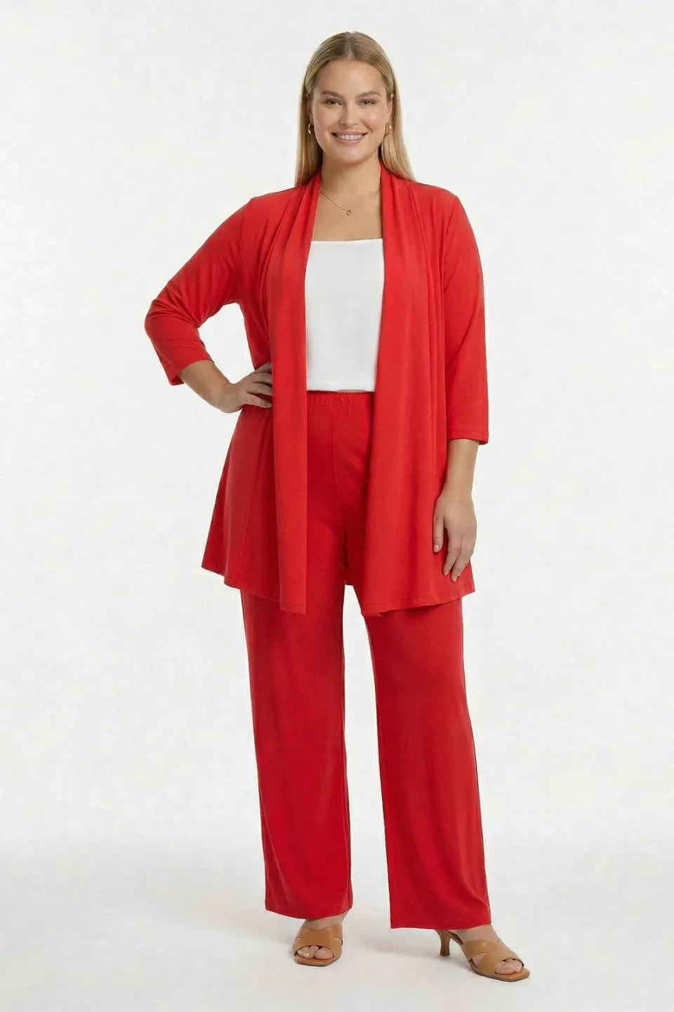Yoek wide leg broek rood, foto 4