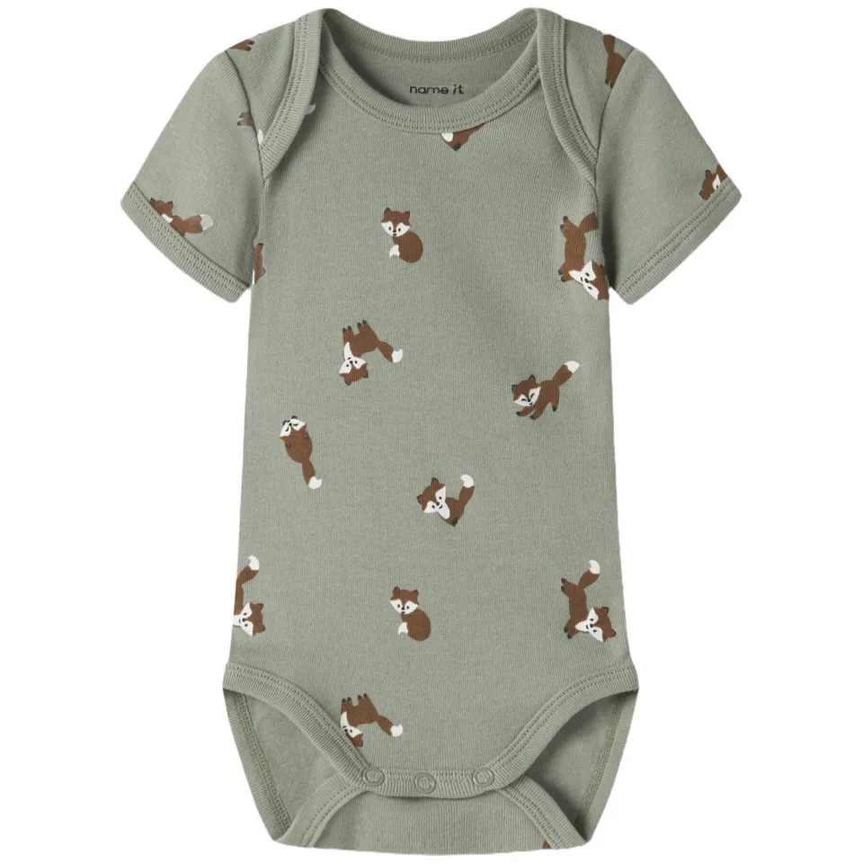 NAME IT BABY romper - bruin/groen/grijs (set van 3), foto 6