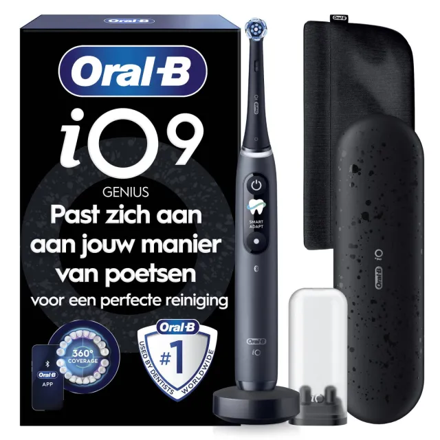 Oral-B iO 9 elektrische tandenborstel - zwart - 1 opzetborstel - oplaadreisetui - cadeau-editie