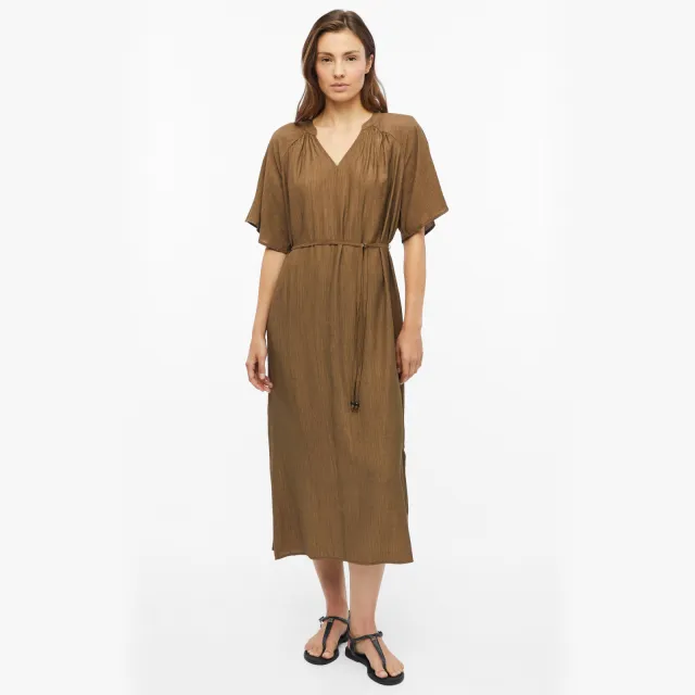 s.Oliver midi jurk met ceintuur middenbruin