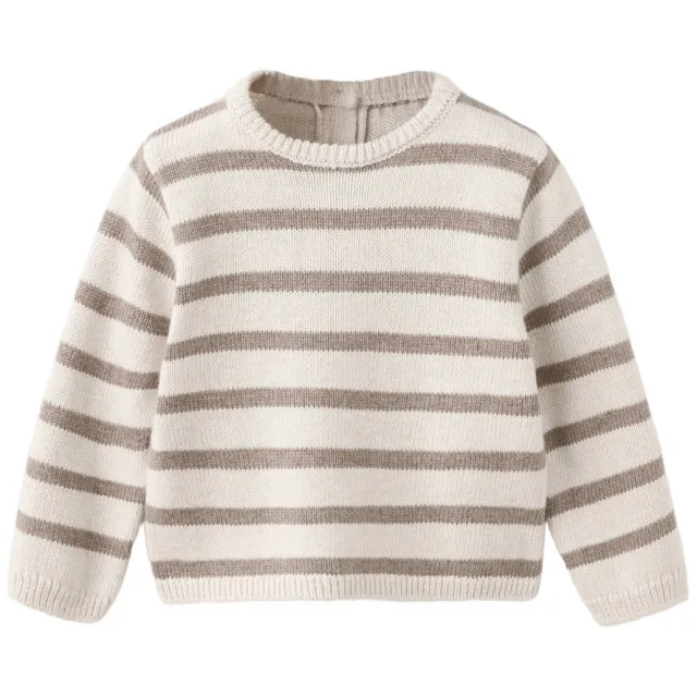Mango Kids gebreide gestreepte trui - ecru Ecru/taupe