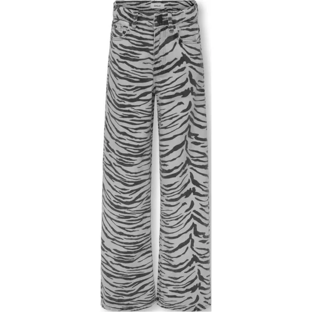 Only KIDS ONLY GIRL high waist wide leg jeans grijs Grijs/zwart