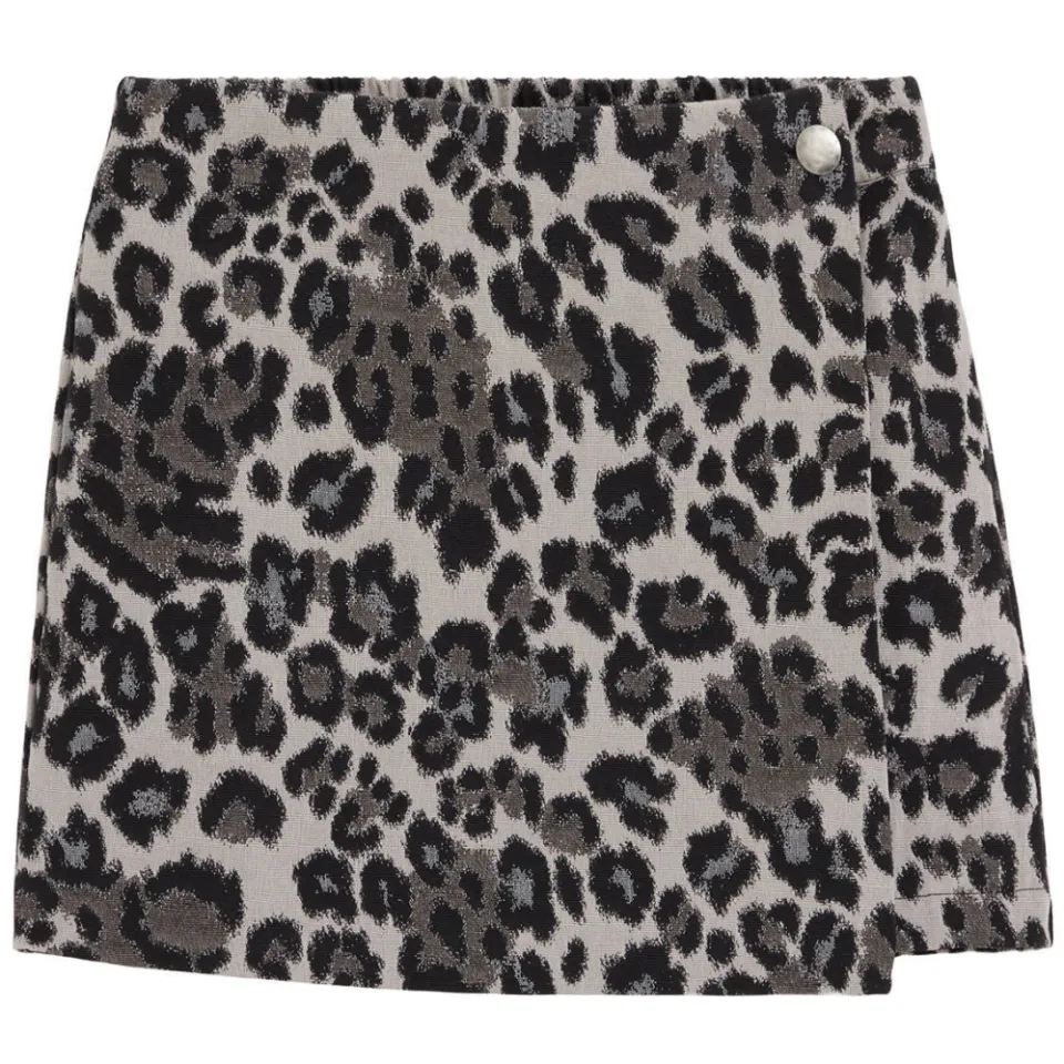 WE Fashion korte rok met panterprint grijs/ecru, foto 2