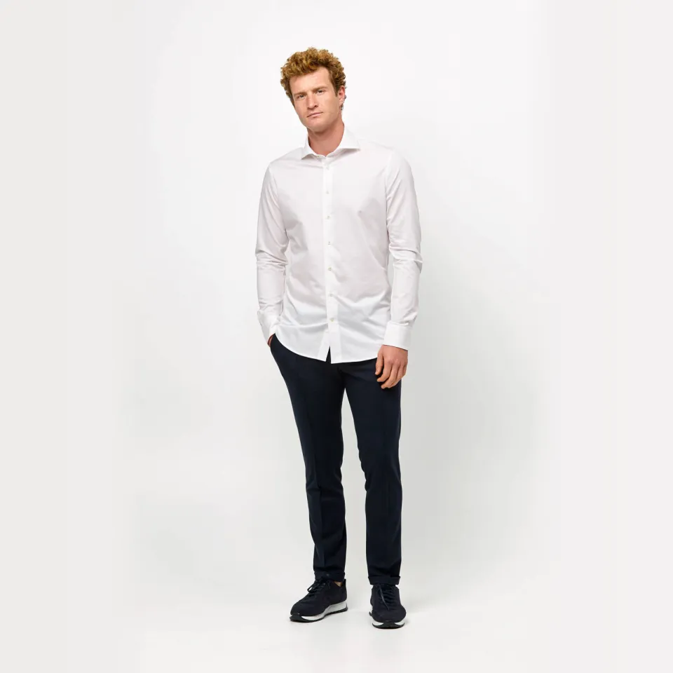 Profuomo slim fit gebreid overhemd wit, foto 5