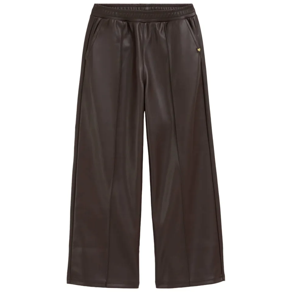WE Fashion imitatieleren straight leg coated broek - donkerbruin, foto 2