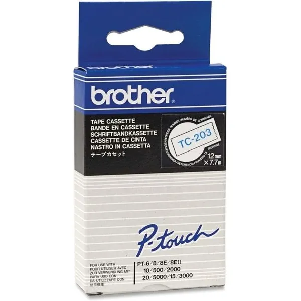 Brother TC-203 Tape Blauw op wit (12 mm)