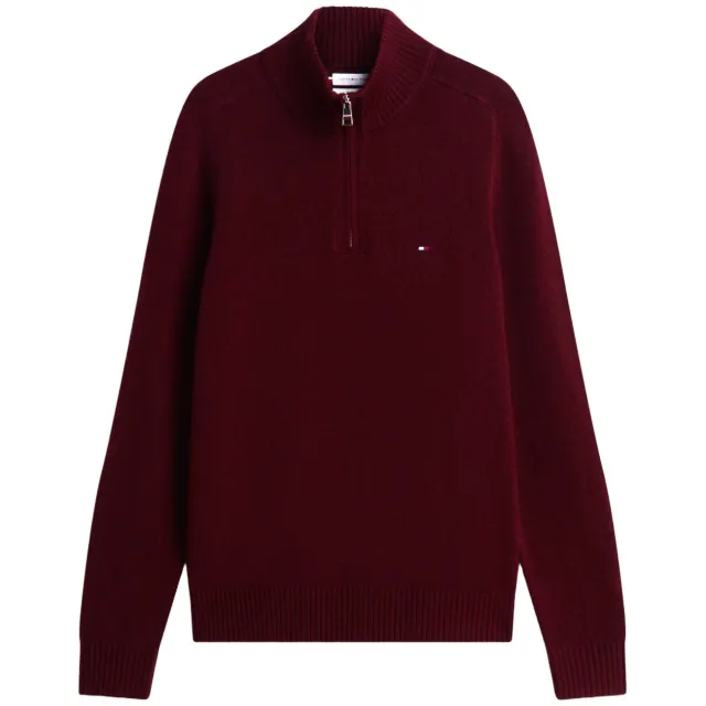 Tommy Hilfiger wollen regular fit gebreide trui - burgundy, foto 2