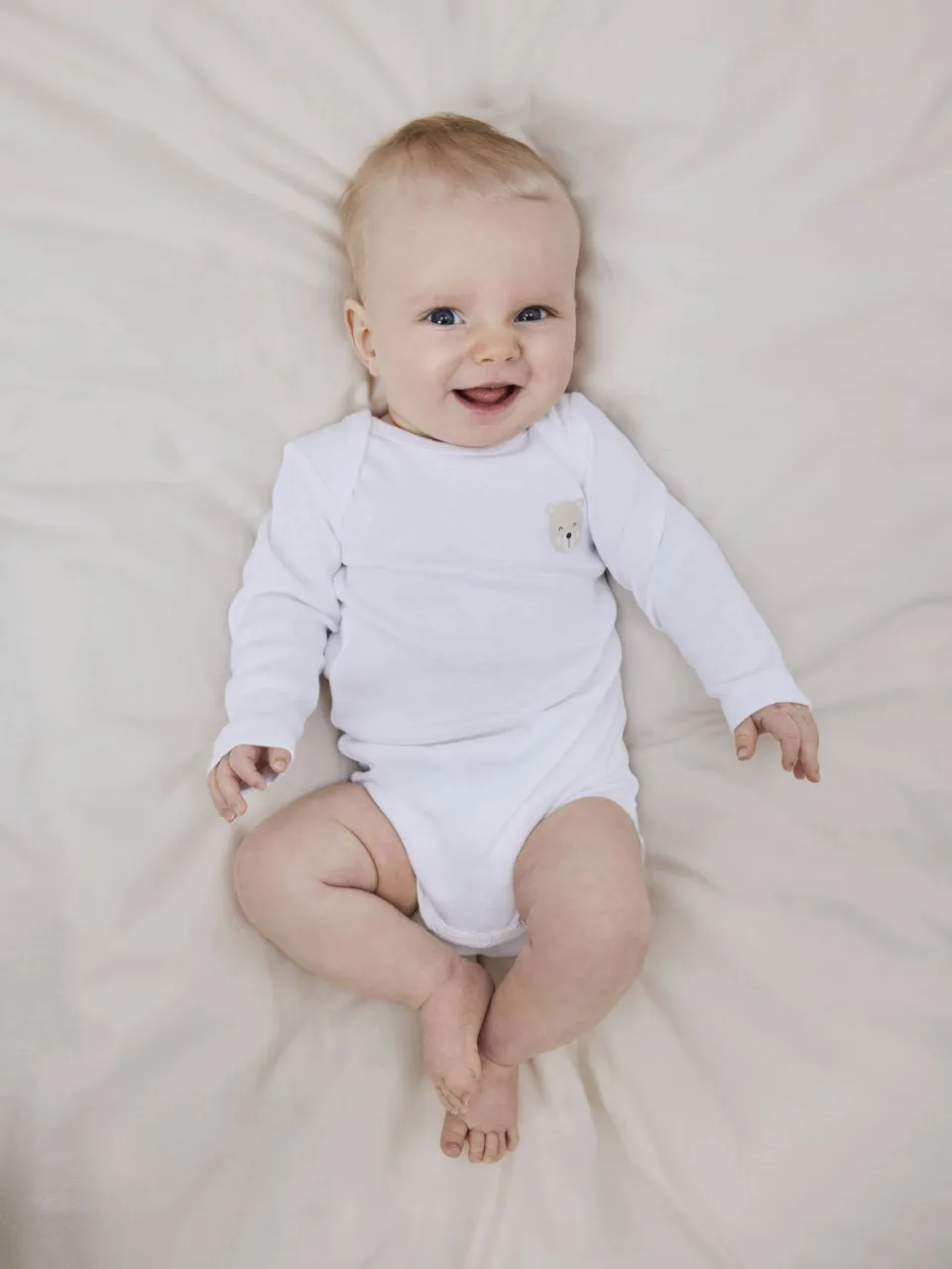 NAME IT BABY romper NBNBODY - zand/wit (set van 3)