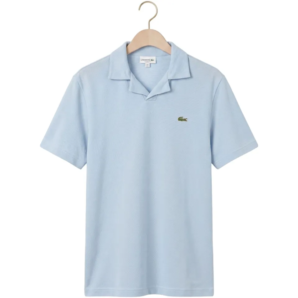 Lacoste Heren Polo's & T-shirts Classic Fit Open Neck Cotton Linen Blend Polo - Lichtblauw, foto 2