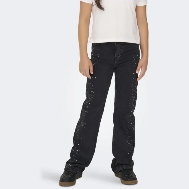 Only KIDS ONLY GIRL wide leg high waist wide leg jeans black denim Washed black