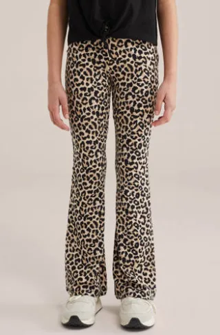 WE Fashion flared broek met panterprint multi, foto 3