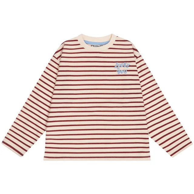 Tumble 'n Dry gestreepte longsleeve met borduursels donkerrood
