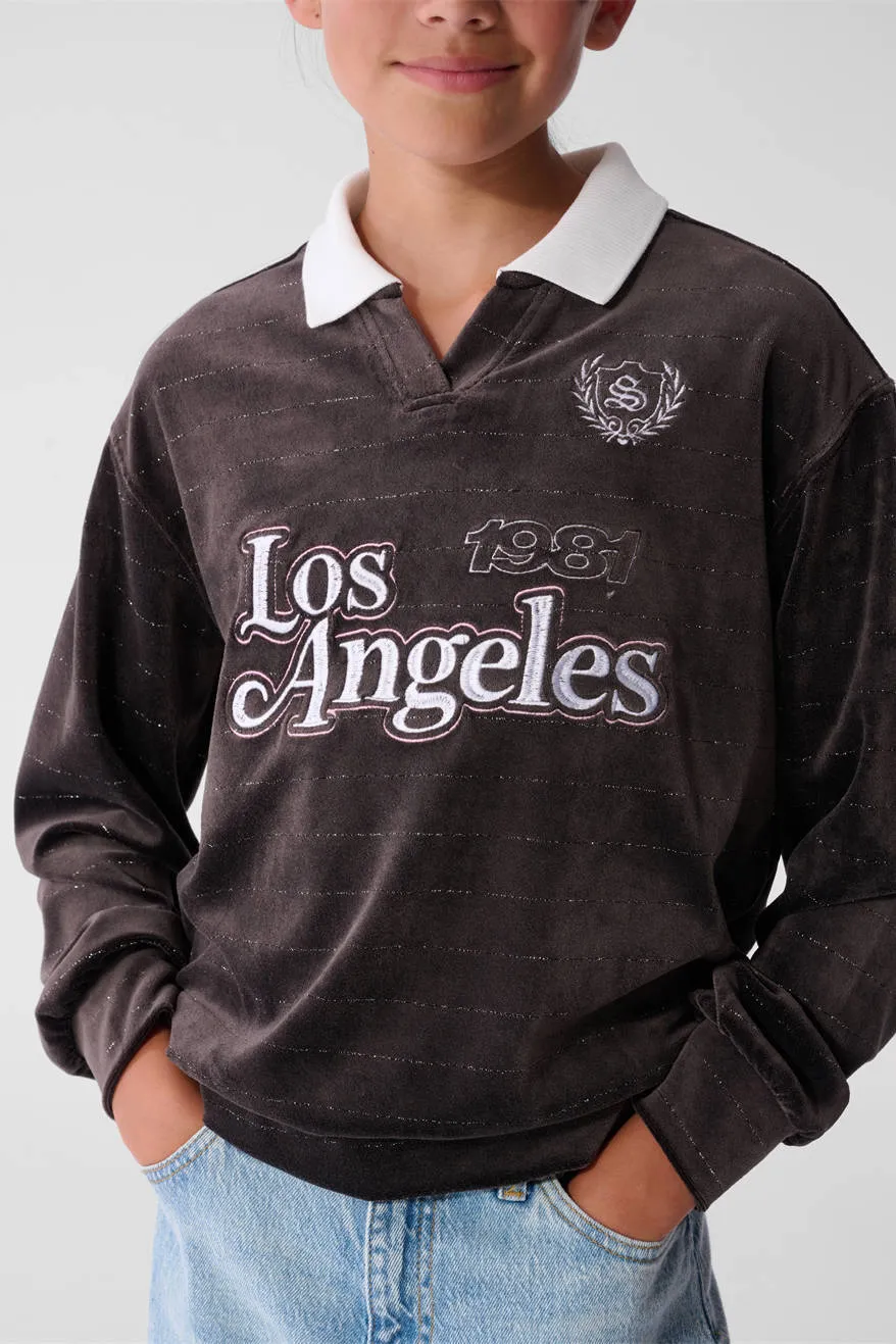 Shoeby fluwelen longsleeve donkerbruin, foto 6