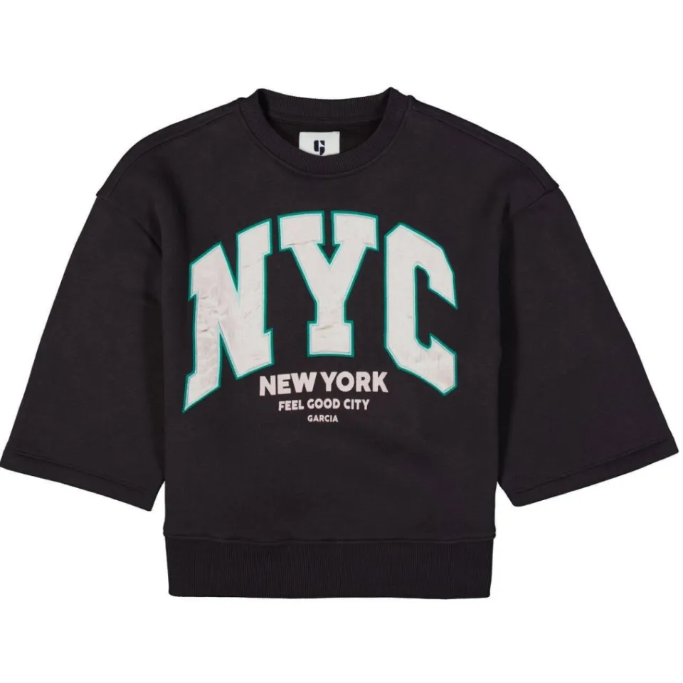Garcia boxy cropped sweater met tekst - grijs, foto 2