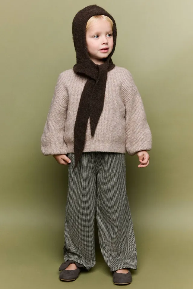 Mango pied-de-poule casual broek bruin ecru Bruin/ecru
