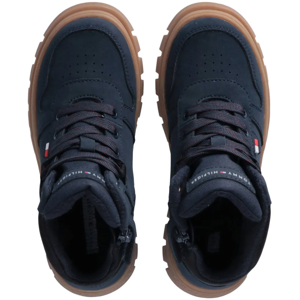 Tommy Hilfiger Schoolkind/tiener veterschoenen met profielzool - donkerblauw/zwart, foto 2