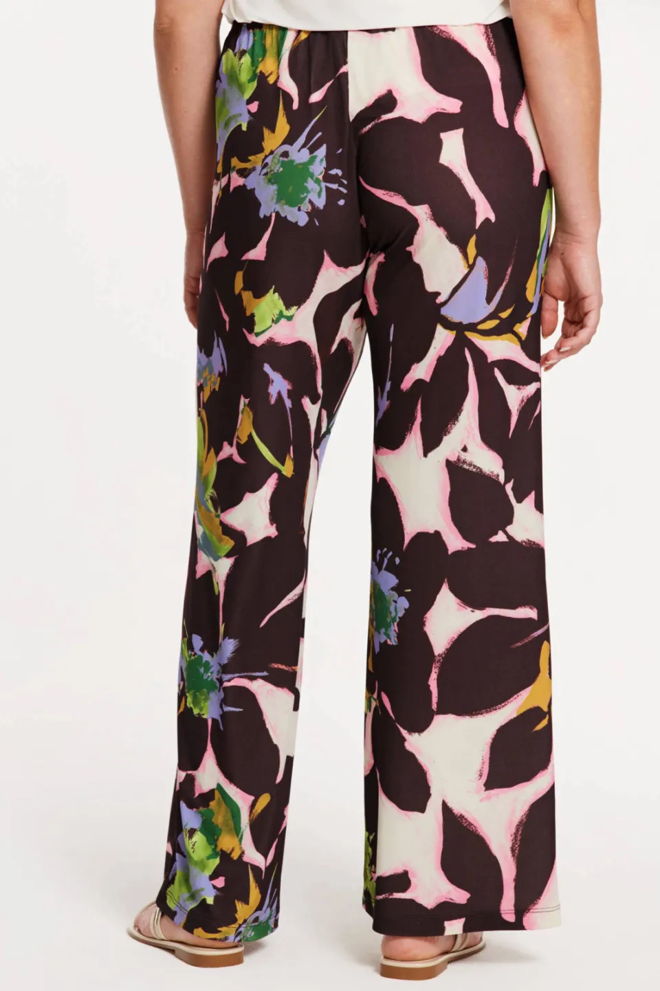 Yoek Elodea wide leg broek donkerrood donkerrood/roze/groen, foto 4