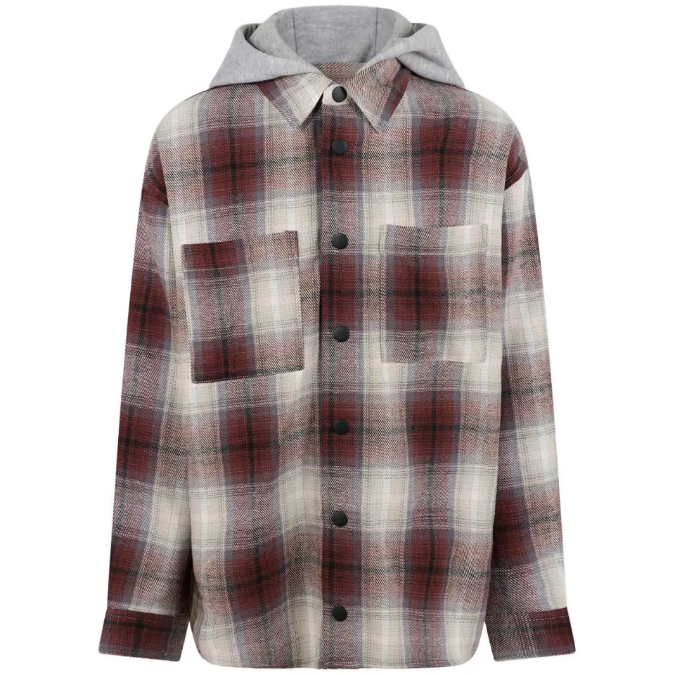 Shoeby flanel geruit overshirt met backprint - lichtbruin/grijs, foto 2