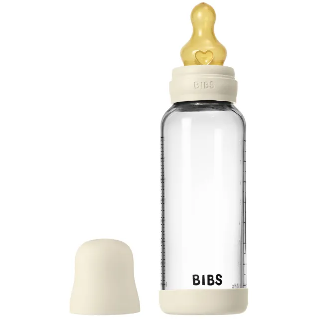 Bibs glazen babyfles 240 ml ivory