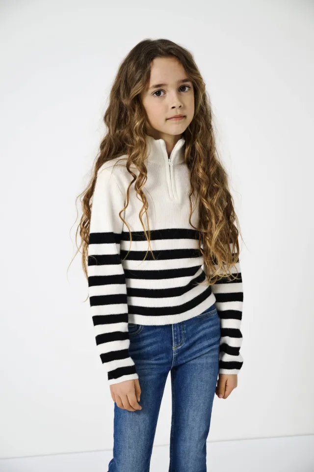 Only KIDS ONLY GIRL gebreide trui wit Wit/zwart